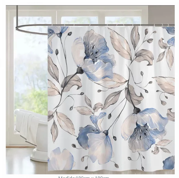 Cortina De Ducha De Flores De Primavera Moderna, Cortina De Baño Impermeable Rosa Colorida Bohemia Para Decoración De Bañera Con 12 Ganchos 180x220cm(WxH