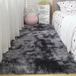 Alfombra Peludas Livianas Pasilleras 55x200cm Negro Jaspeado