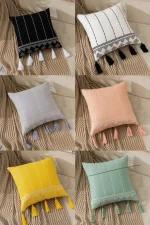 Fundas de Cojin Bordados con Pompon - Imagen 2