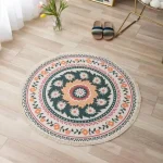Alfombra Redonda de Lino Algodon para dormitorio o sala de estar 120cm