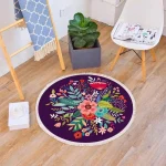 Alfombra Redonda de Lino Algodon para dormitorio o sala de estar 120cm