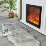 Alfombras Pasilleras De Felpa Pelo Largo 180x60 Gris con Blanco