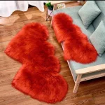 Alfombra Peluda de Felpa en forma de Corazon Rojo