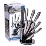 Juego de cuchillos con base 7 piezas acero inoxidable moderno