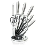 Juego de cuchillos con base 7 piezas acero inoxidable moderno - Imagen 4