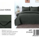 Cubrecama Quilt de Verano Plaza y media Cuadrille Verde XY-6128
