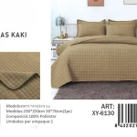 Cubrecama Quilt de Verano 2 Plazas Texturizado  Kaki XY-6130