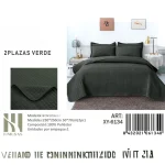 Cubrecama Quilt de Verano 2 Plazas Texturizado Verde XY-6134