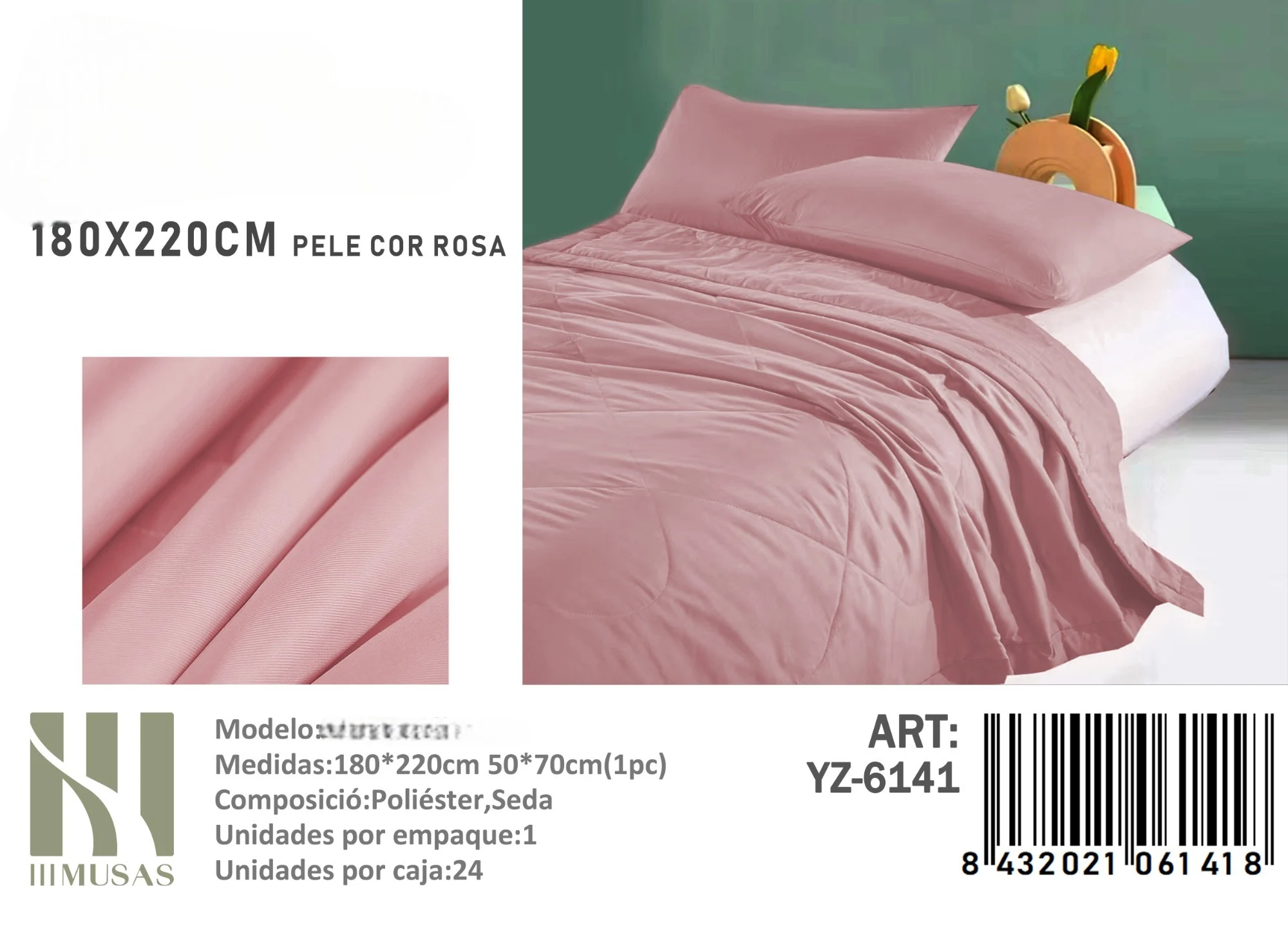 6141-Photoroom.webp Plumon Unicolor plaza y media medidas 180x220cm YZ-6141 pele con rosa - Imagen 1