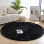 Alfombras Shaggy Peludas Redondas Livianas 150x150 Negra