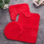 Set de Bano Peludo 3 Piezas ROJO