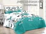 CUBRECAMA QUILT DE VERANO MAS JUEGO DE SABANAS PLAZA Y MEDIA - Imagen 2
