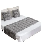 Set Piecera Premium + 2 Fundas Cojin Tipo Piel Suave Color Gris