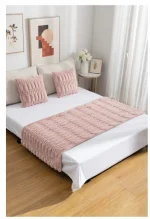 Set Piecera Premium + 2 Fundas Cojin Tipo Piel Suave Color Rosa - Imagen 2