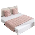 Set Piecera Premium + 2 Fundas Cojin Tipo Piel Suave Color Rosa