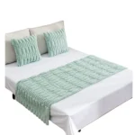 Set Piecera Premium + 2 Fundas Cojin Tipo Piel Suave Color Verde