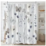 Cortina de Bano Impermeable Con Disenos Medidas 180x180 Cm Mariposas gris