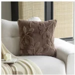 Pack de 2 fundas cojin velvet hojas color cafe