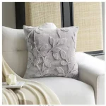 Pack de 2 fundas cojin velvet hojas color gris claro