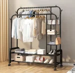 Perchero Metalico 58 kilos Doble Barra Closet Exhibicion Color Negro - Imagen 2