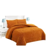 COBERTOR CON CHIPORRO DISEÑO RELIEVE 2 PLAZAS COLOR MOSTAZA