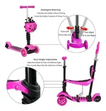 Scooter Monopatin 5 En1 Ajustable Nina Chinita Luces Rosado - Imagen 2