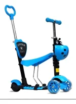 Scooter Monopatin 5 En1 Ajustable Nino Chinita Luces Azul - Imagen 3