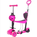 Scooter Monopatin 5 En1 Ajustable Nina Chinita Luces Rosado