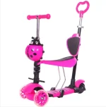 Scooter Monopatin 5 En1 Ajustable Nina Chinita Luces Rosado