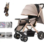 Coche De Bebe Bidireccional Plegable Color Kaki