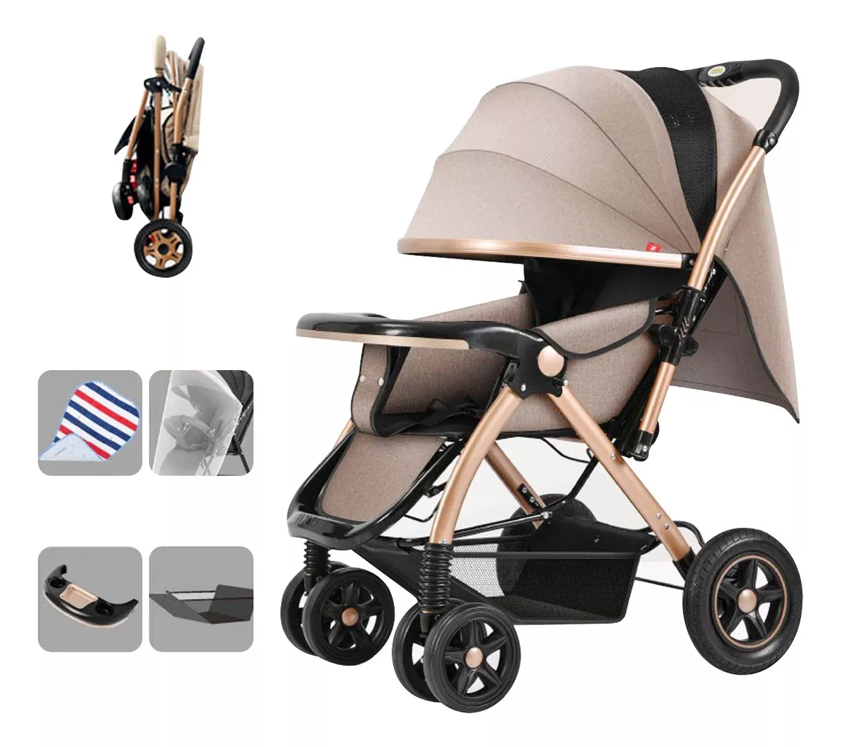 D_NQ_NP_2X_828120-MLM73445668864_122023-F.webp Coche De Bebe Bidireccional Plegable Color Kaki - Imagen 1
