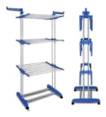 Tendedero Vertical De Metal De 3 Niveles 170 x 126 x 64 cm Color Azul