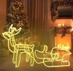 Renos Con Trineo De Navidad Led Solar Luz Calida - Imagen 2