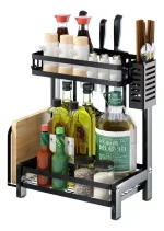 Rack Organizador Multifuncion Para Especies 2 Niveles Negro