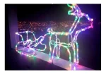 Renos Con Trineo De Navidad Led A Corriente Luz Multicolor - Imagen 2
