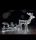 Renos Con Trineo De Navidad Led A Corriente Luz Blanca - Imagen 2