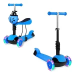 Scooter Monopatin 5 En1 Ajustable Nino Chinita Luces Azul - Imagen 2