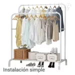 Perchero Metalico 35 kilos Doble Barra Closet Exhibicion Color Blanco