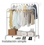 Perchero Metalico 35 kilos Doble Barra Closet Exhibicion Color Blanco