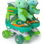 Patines 4 Ruedas Luminosas Y Accesorios Dinopatin S Verde