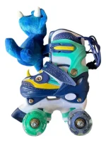 Patines 4 Ruedas Luminosas Y Accesorios Dinopatin S Azul - Imagen 2