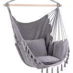 Silla Hamaca Colgante con pompones resistente en color Gris