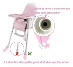 Silla De Comer Para Bebés Ajustable 3 En 1 Color Rosa - Imagen 3