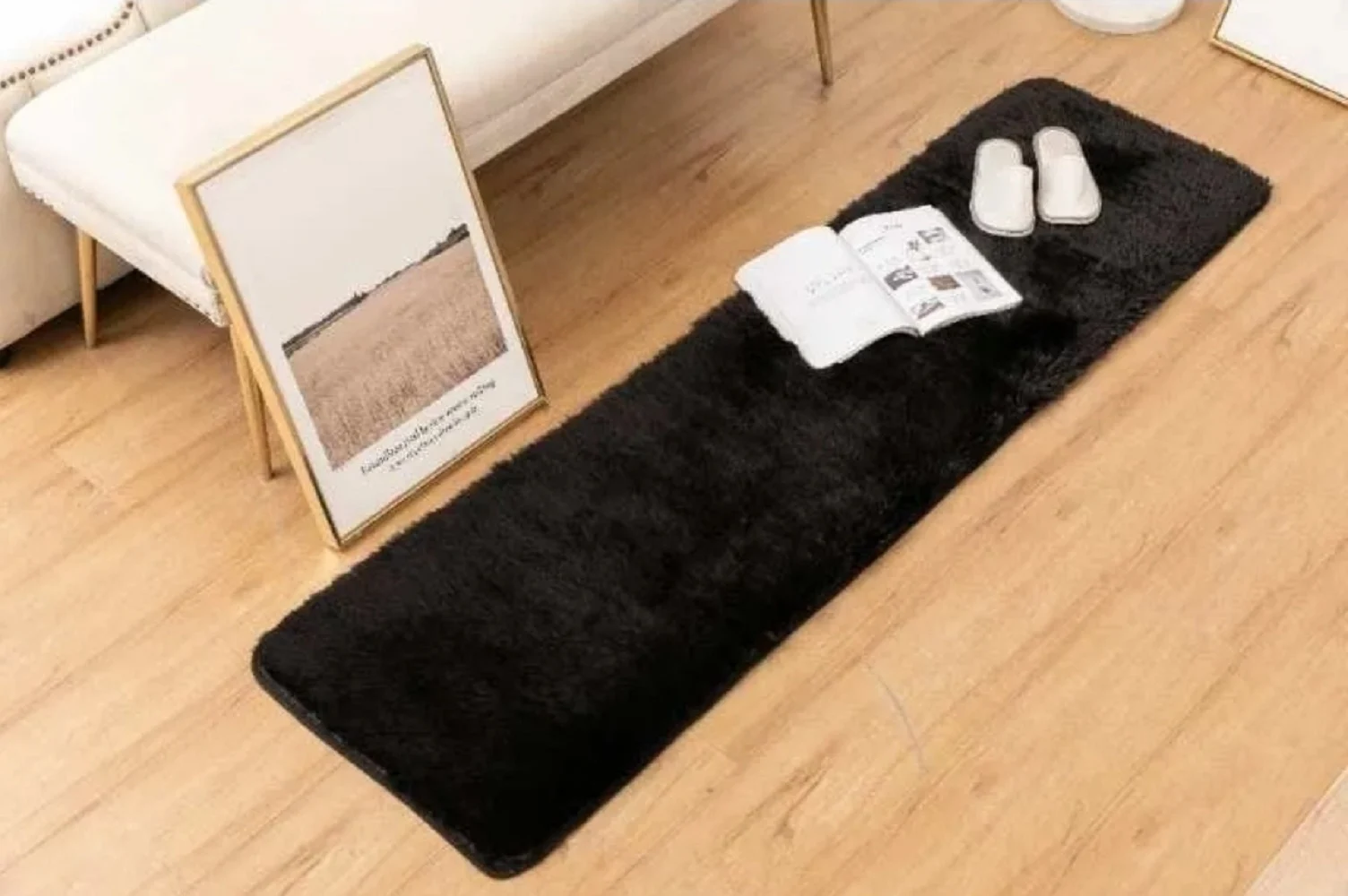 Screenshot_20220922-110947_Mercado-Libre.webp Alfombra Peludas Livianas Pasilleras 55x200cm Negro - Imagen 1