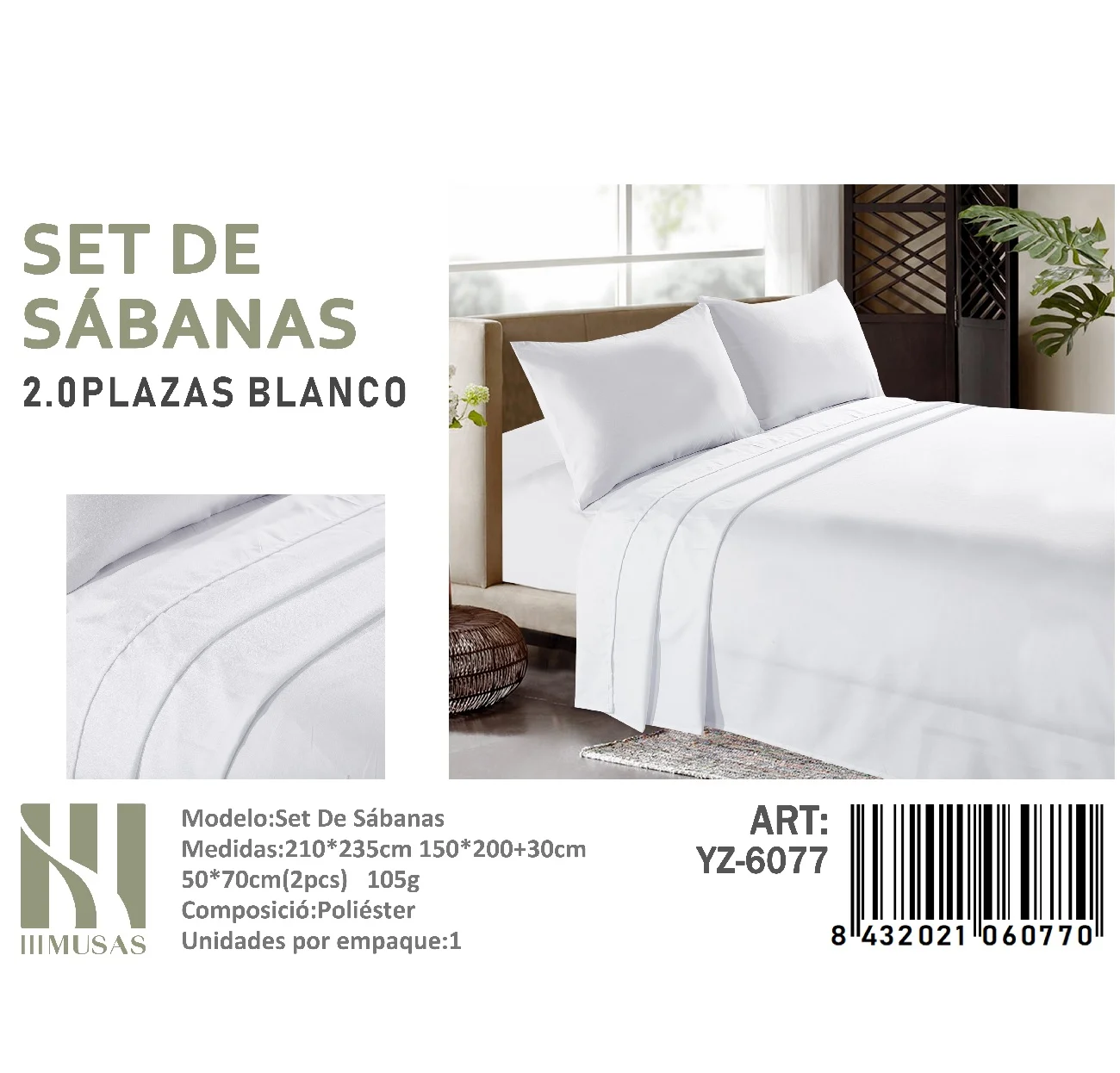 Set-De-Sabanas-2-Plazas-Color-Blanco-200-hilos-YZ-6077.webp Set De Sabanas 2 Plazas Blanco 200 Hilos + 2 Funda De Almohada - Imagen 1
