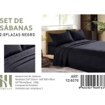 Set De Sabanas 2 Plazas Negro 200 Hilos + 2 Funda De Almohada