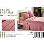 Set De Sabanas 2 Plazas Rosa 200 Hilos + 2 Funda De Almohada