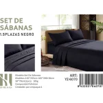 Set De Sabanas Plaza y Media Negro 200 hilos + 1 Funda De Almohada