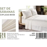 Set De Sabanas 2 Plazas Color Beige 150 Hilos + 2 Funda De Almohada
