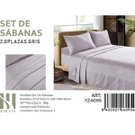 Set De Sabanas 2 Plazas Color Gris 150 Hilos + 2 Funda De Almohada